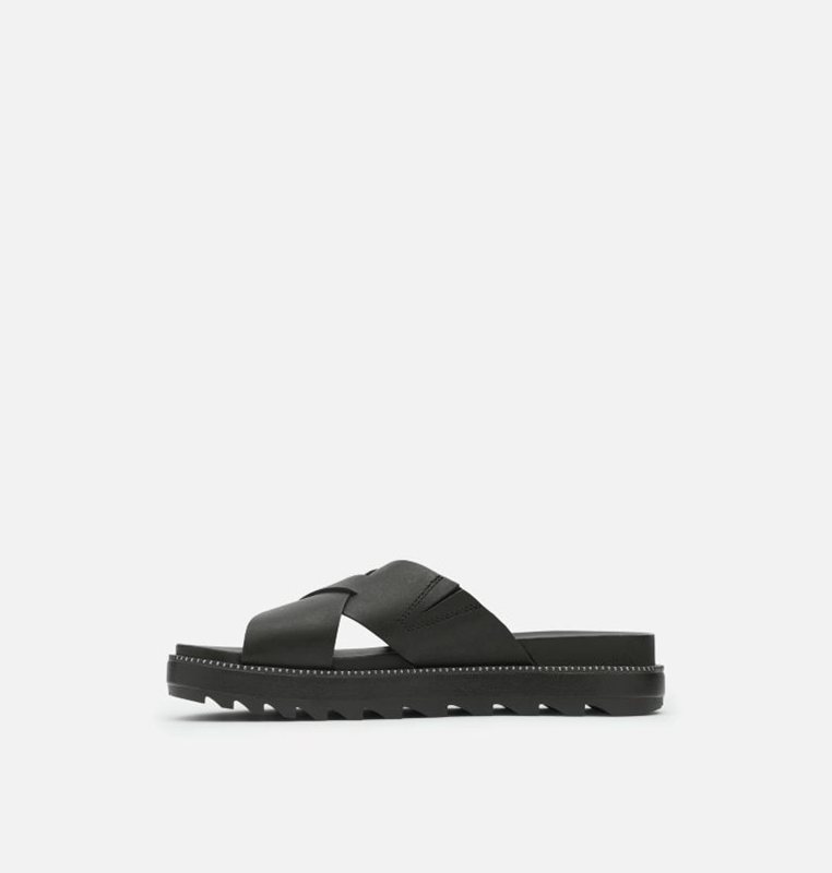 Womens Slides Black - Sorel Roaming™ Criss Cross - 743859-MZG